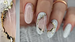 WOW! CONCRETE AND MARBLE ON NAILS | Marble manicure with potal / Trendy nail design