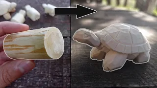 This turtle REALLY for beginners. Use a cylindrical shape of branch for woodcarving.