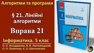 Вправа 21. Лінійні алгоритми | 5 клас | Бондаренко