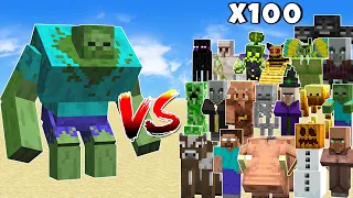 Mutant Zombie vs x100 Minecraft Mobs - Mutant Zombie vs Mobs