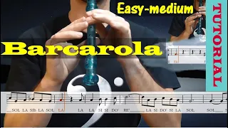 Barcarola (Offenbach)- Tutorial flauta con partitura | Karaoke instrumental