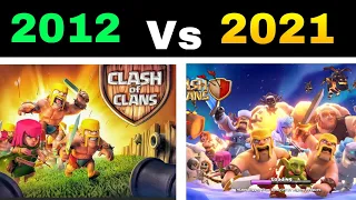 coc 2012 vs 2021 | clash of clans history of updates | history of clash of clans updates