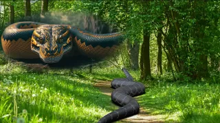 Great 01 of world snake anaconda legends looking at the forest