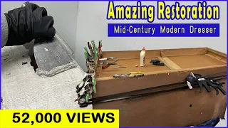 AMAZING  RESTORATION of Mid-Century Modern Dresser. Shocking Results!