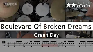 021 | Boulevard Of Broken Dreams - Green Day  (★★☆☆☆) Drum Cover Score Sheet Lessons Tutorial