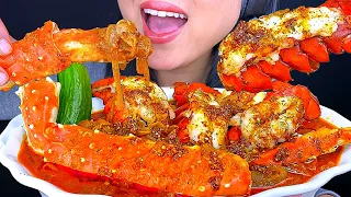 ASMR GIANT KING CRAB & LOBSTER SEAFOOD BOIL DRENCHED IN SEAFOOD SAUCE