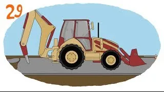 Мультик про строительную технику и рабочие машины - Раскраска: Сваебой, Отбойник, Автокран