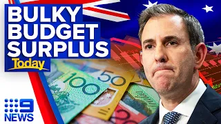 Recession warning looms despite ‘significantly higher’ budget surplus | 9 News Australia