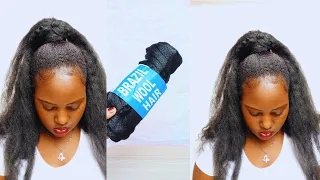 Beautiful Half up, Half down  Crochet  Hairstyle using Brazilian wool//@Essy_Maina