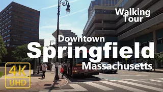 Springfield 4k - Walking Downtown - Massachusetts USA | City Street Views