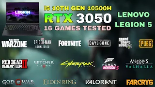 Lenovo Legion 5 - i5 10th Gen 10500H RTX 3050 - Test in 16 Games in 2022