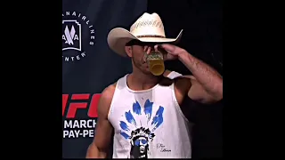 Donald cerrone drinks a Pint of beer during interview.