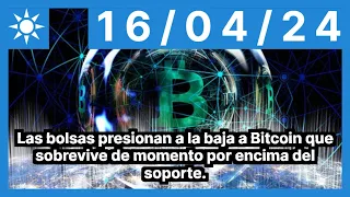 Las bolsas presionan a la baja a Bitcoin que sobrevive de momento por encima del soporte.