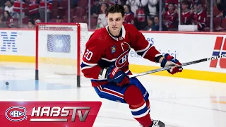 Juraj Slafkovsky, Kaiden Guhle, and Arber Xhekaj skate solo laps in NHL debut