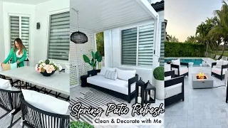 PATIO MAKEOVER + NEW FURNITURE LAYOUT REVEAL || SPRING OUTDOOR DECORATING IDEAS 2023