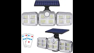Aufixy Solar Motion Sensor Lights 122 LED 1000LM Wireless Waterproof Security LED Flood Light 2 Pack