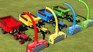 Mini Tractor of Colors! Transport CASE Tractors to Colored Cactus Forest! Wood Chipers! FS19