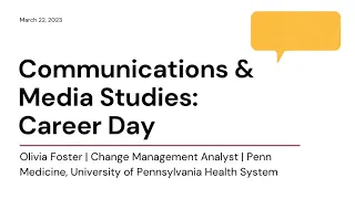 Olivia Foster | Change Management Analyst | Penn Medicine