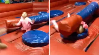 Toddler Gets Knocked Over By Inflatable