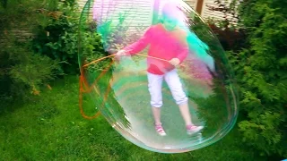Huge bubbles show in the yard