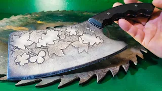 THIS HOMEMADE CUT GLASS AND METAL! Kitchen hatchet A to Z, for beginners. Steel 9ХФ and 9ХС