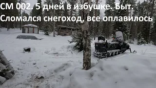 СМ 002. 5 дней в избе. Поломка снегохода , все оплавилось.