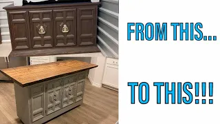 Repurposed Buffet Cabinet to Custom Kitchen Island!