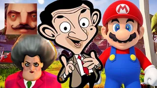 Hello Neighbor - New Neighbor Mario Astronaut Scary Teacher Mr Bean History Gameplay