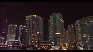 Miami, Florida Night Skyline Drone 4K HDR Video
