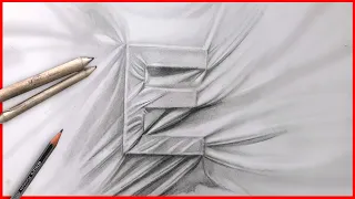 How to Draw 3D Drawing Letter E - Easy TRICK ART - Optical Illusion 3D Art Tutorial for Beginners