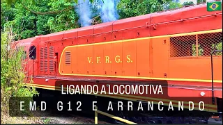 Ligando a Locomotiva EMD G12 4262 (V.F.R.G.S) e arrancando com a Mallet 204