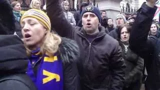 SINGING OF UKRAINIAN ANTHEM AT THE RUSSIAN CONSULATE IN MANHATTAN