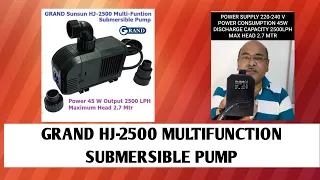 GRAND HJ-2500 SUNSUN MULTIFUNCTION PUMP for Aquarium Biofloc FishTank Hospital Tank Fountain Cooler