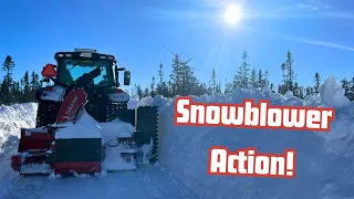 John Deere with Snow Blower Widening roads in the Wind Farm