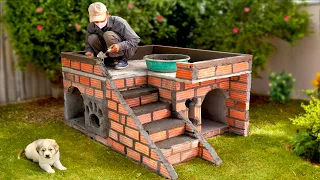 Lovely and cozy dog house from cement