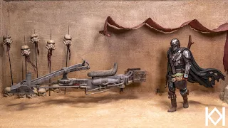 The Mandalorian Tatooine Diorama with Speeder Bike and Stormtrooper Heads