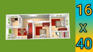 16 x 40 GHAR KA NAKSHA || 16x40 HOUSE DESIGN || 16x40 HOUSE DESIGN 3D