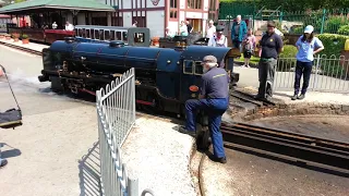 Turning The RHDR's Samson at Ravenglass on the R&ER