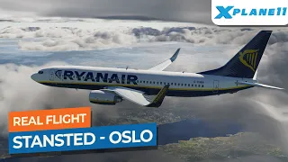 [Real Flight] London Stansted to Oslo Gardermoen - Boeing 737-800 Ryanair｜Drawyah