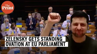 Ukrainian President Volodymyr Zelensky gets standing ovation at EU Parliament