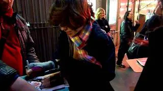 Sally Hawkins Golden globe winner signing autographs for fans