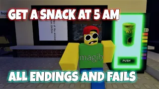 ROBLOX - Get a Snack At 5 AM - ALL ENDINGS and FAILS