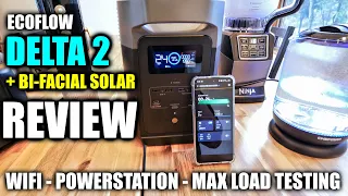 ECOFLOW Delta2 WiFi 1800w Power Station Review with 220w Bi-Facial Solar Panel - MAX LOAD TEST!