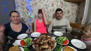 мукбанг куриный шашлык, ВСЕХ  С РОЖДЕСТВОМ!!!