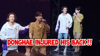 DONGHAE TRIED TO KEEP SMILING WHILE ENDURING THE PAIN