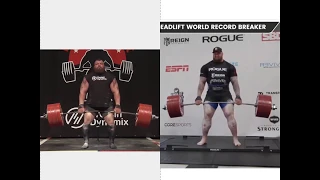 Eddie 500kg and Thor 501kg deadlift side by side