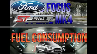 Ford Focus mHEV 125 PS POV drive - Fuel consumption at 100km - Fuel Consumption test with telemetry