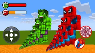 I Play As Big & Small Spiderman and Hulk vs Lava Saw TNT and Enderman | Minecraft