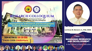 RESEARCH COLLOQUIUM in AEF 6006: Management of Research and Development
