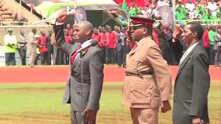 Ridiculous imitates the late president Moi at Kasarani Stadium on 12/12/2013.